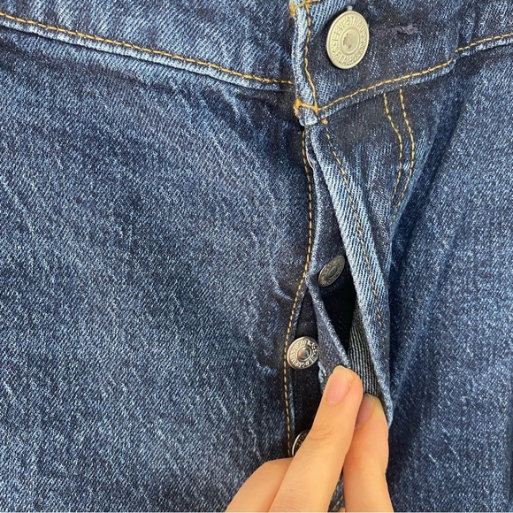Levi's Wedgie Straight Jeans Women's Plus Size 22W Blue Denim Cropped Button Fly - Picture 4 of 14